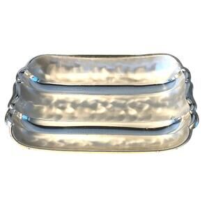 Vintage 1950s WMF-IKORA Silver Plate Footed Serving Tray Swirl Brushed Finish